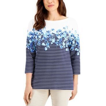 Nwt Karen Scott Petite Top Blue Mp